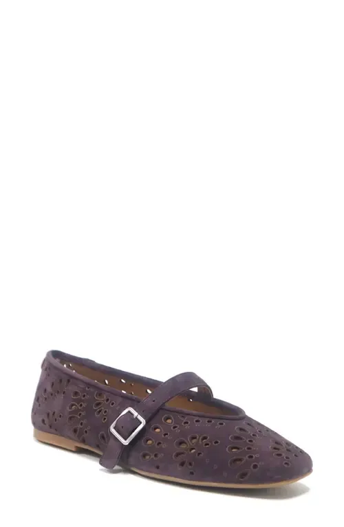 Wini Laser-Cut Mary Jane Flat in Mauve Suede by Gentle Souls