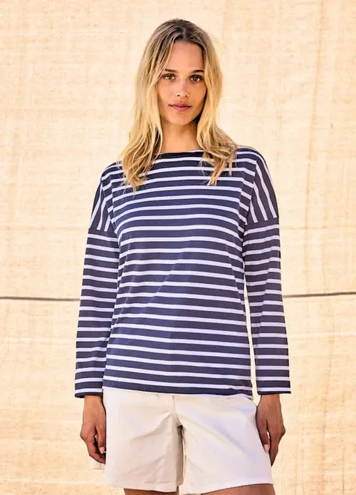 Minquiers DROP II Drop-Shoulder Breton Striped Shirt by Saint James