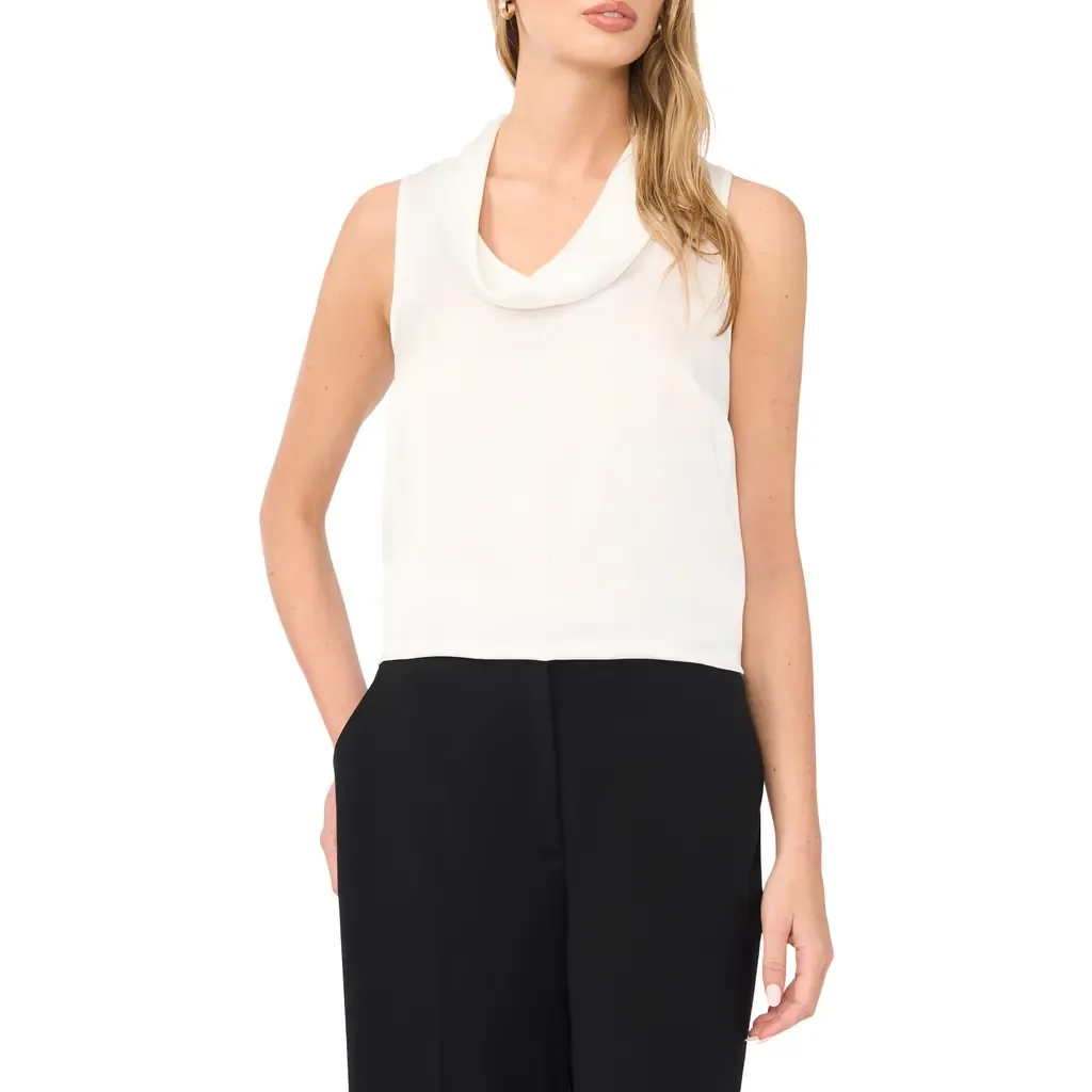 Cowl Neck Satin Charmeuse Sleeveless Top by Vince Camuto