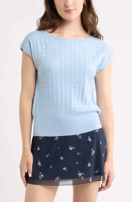 Cable Stitch Boat Neck Sweater T-Shirt by BP.