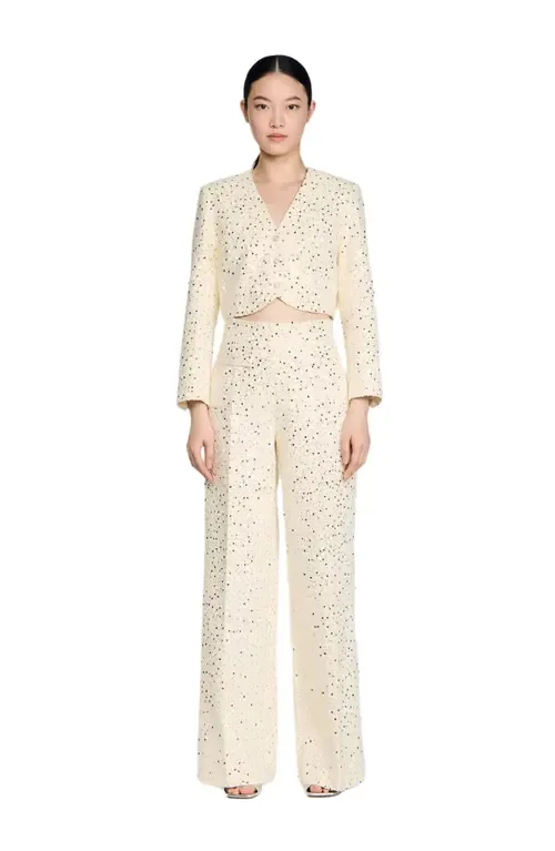 Sequin Straight-Leg Cotton Trousers by SANDRO