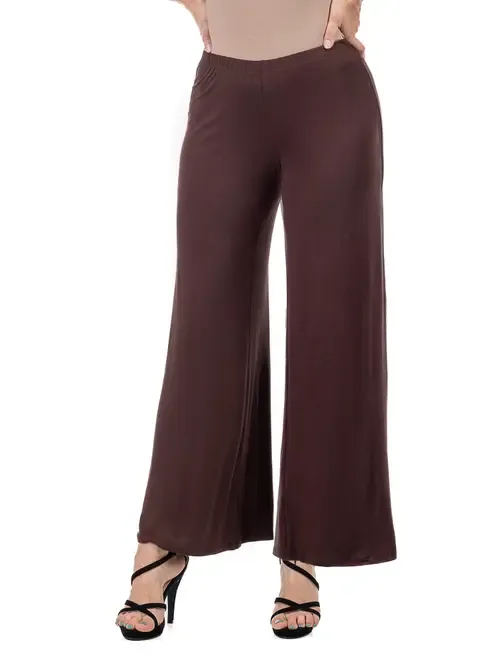 Comfortable Solid Color Palazzo Pants by 24seven Comfort Apparel