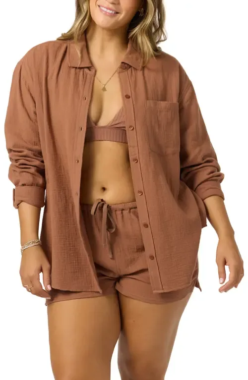 Leni Relaxed Fit Cotton Cover-Up Shirt by O'Neill