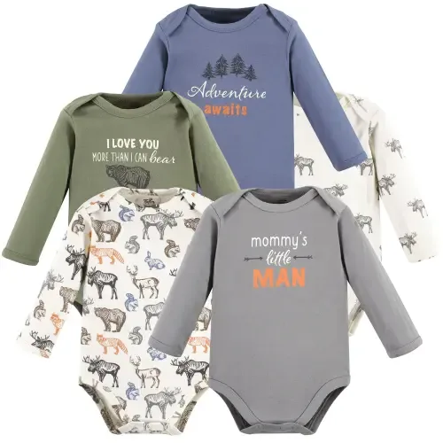 5Pk Long Sleeve Organic Bodysuits by Touched by Nature