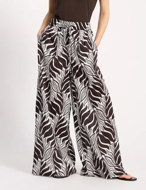 Mono Palm High-Waist Wide-Leg Trousers by Albaray