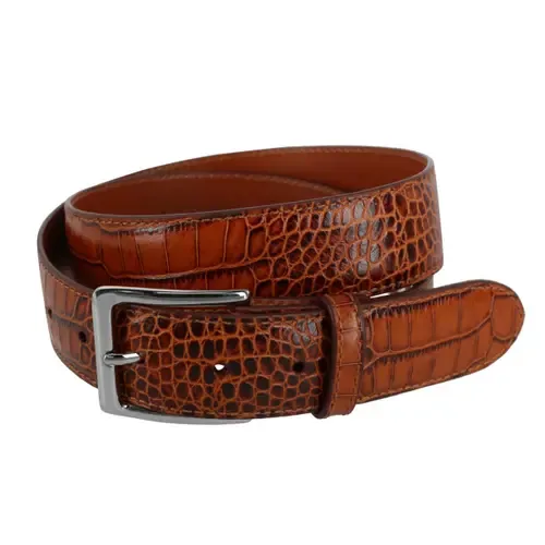 Chance Mock Mini-African Alligator Embossed Italian Leather Belt by Trafalgar