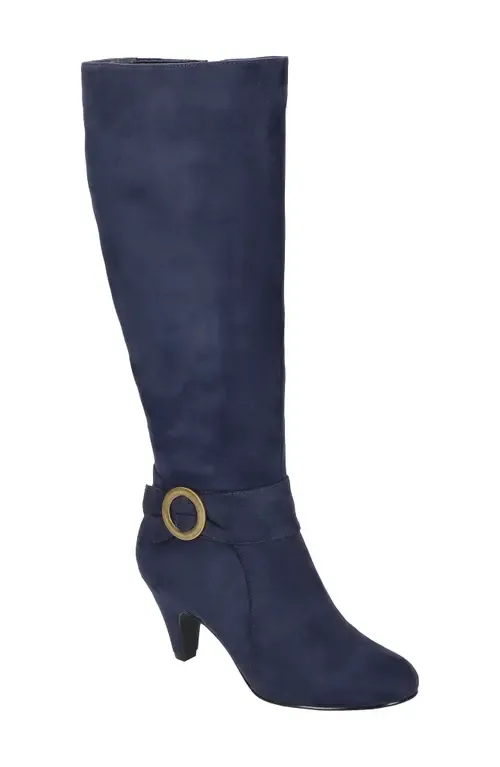 Rima Plus Knee High Boot in Navy Suede