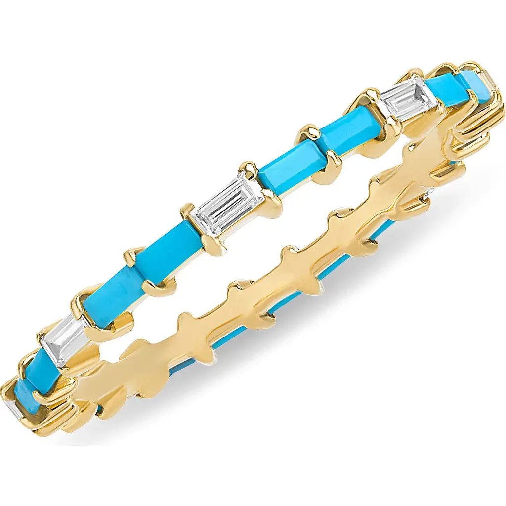 Turquoise & Diamond Baguette Ring by LANA