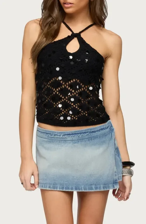 Mae Sequin Open Back Knit Top by EDIKTED