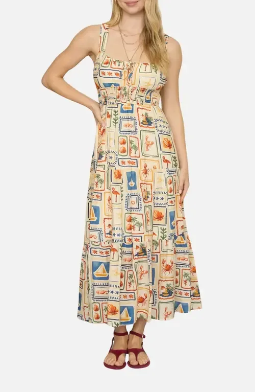 Mixed Print Sleeveless Maxi Dress by Blu Pepper