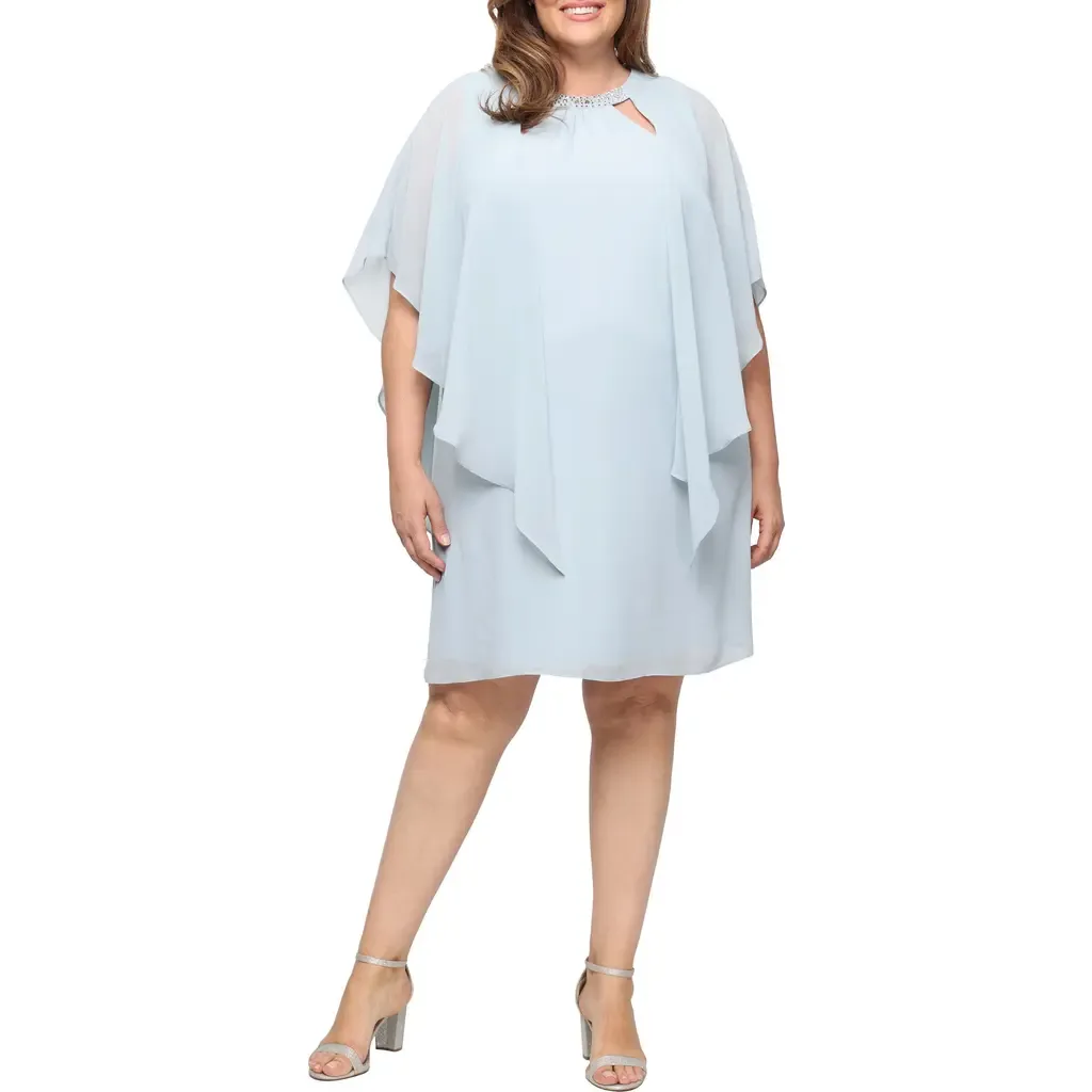 Cutout Crystal Embellished Neck Shift Cocktail Dress by SL FASHIONS