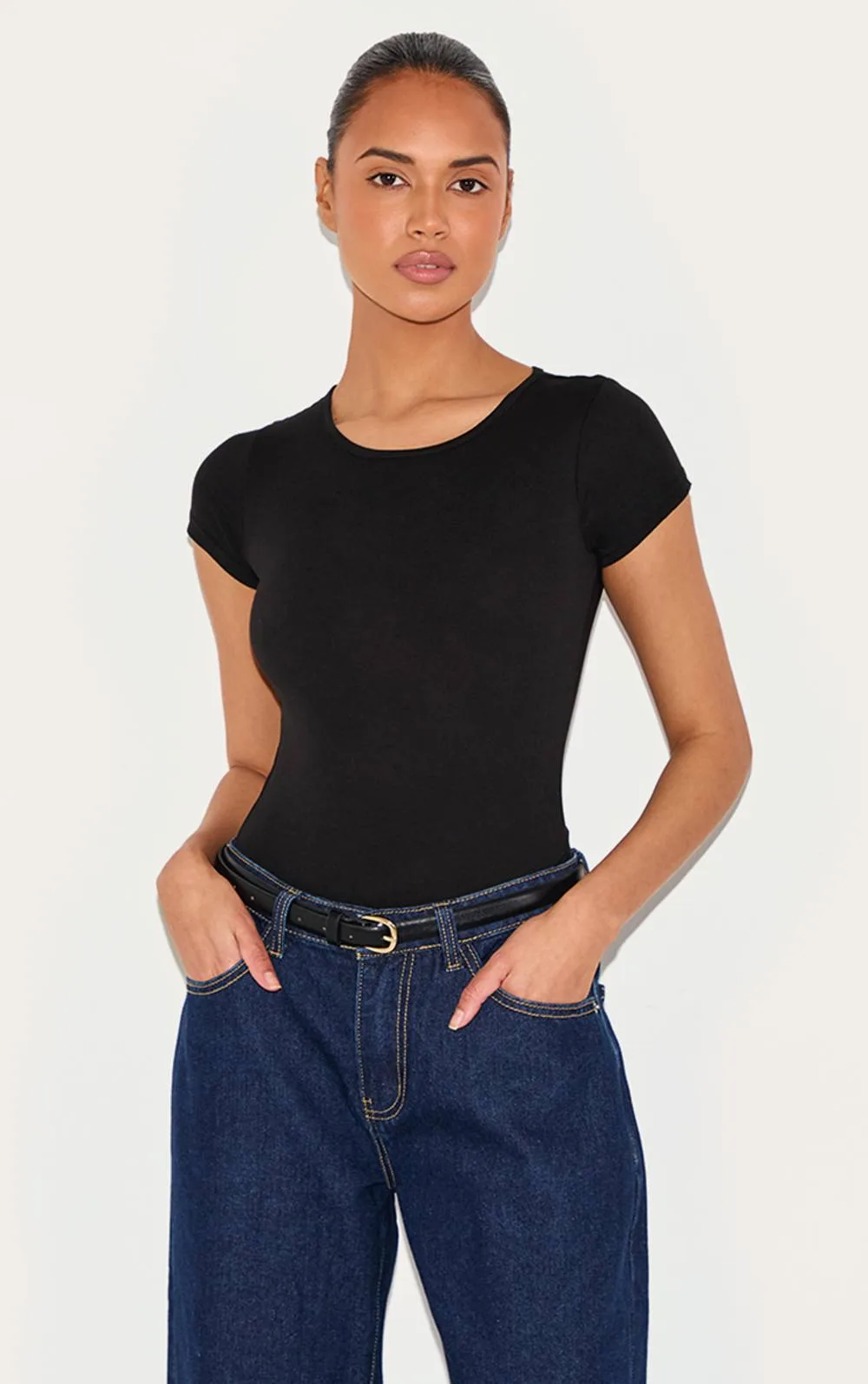 Basic Cotton Crew Neck Short Sleeve Bodysuit