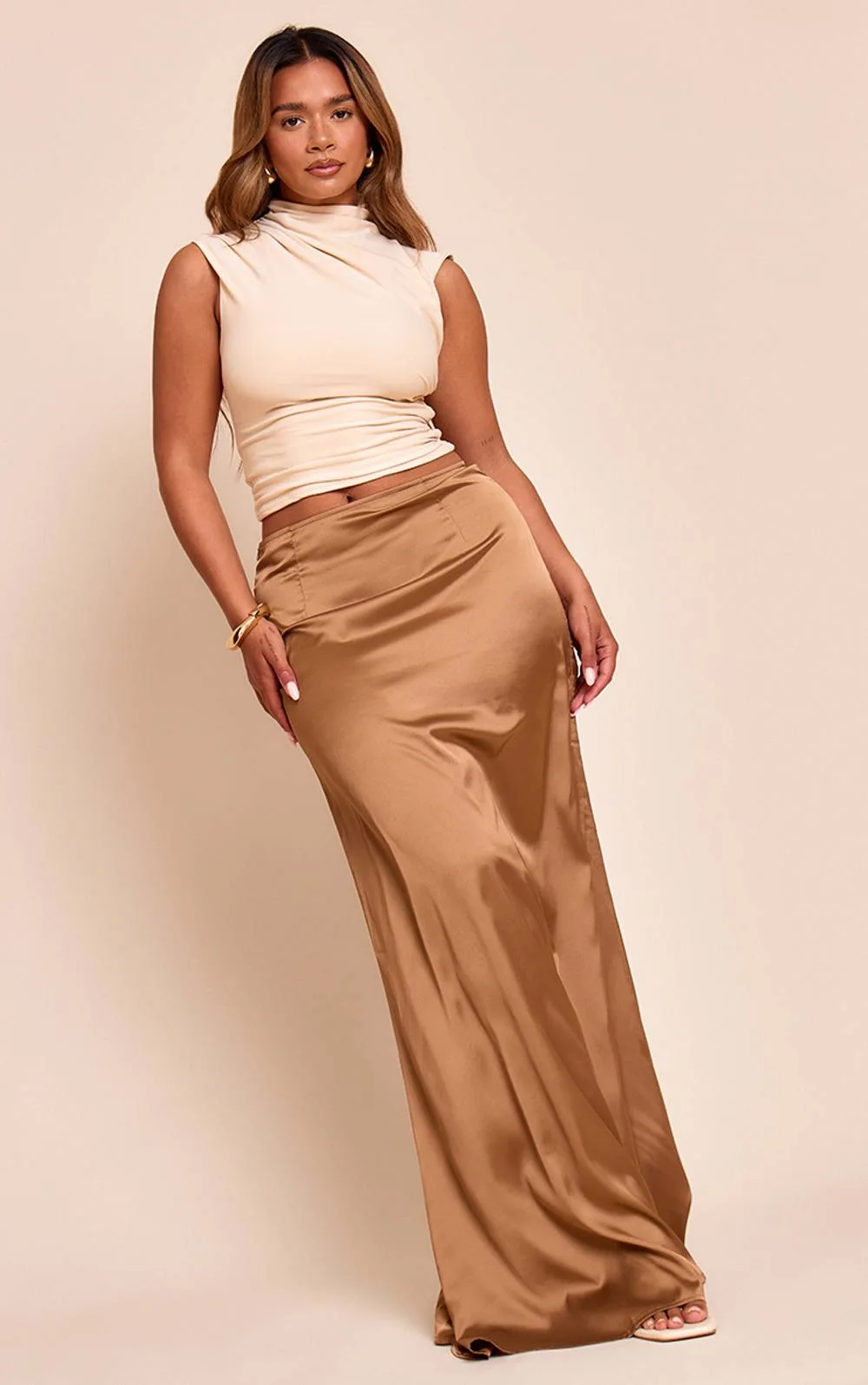 Satin Highwaisted Maxi Skirt by PrettyLittleThing