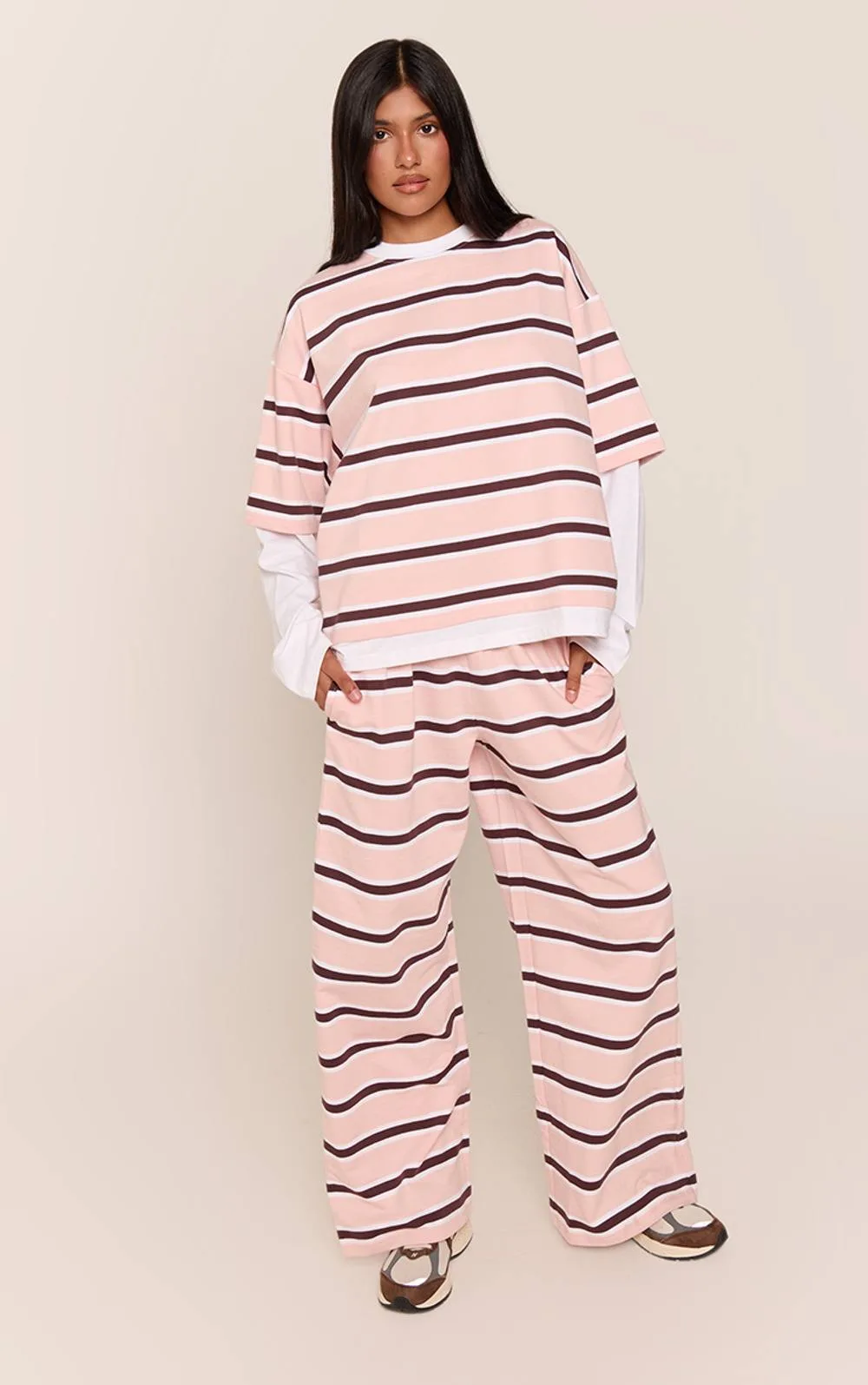 Striped Wide Leg Joggers by PrettyLittleThing