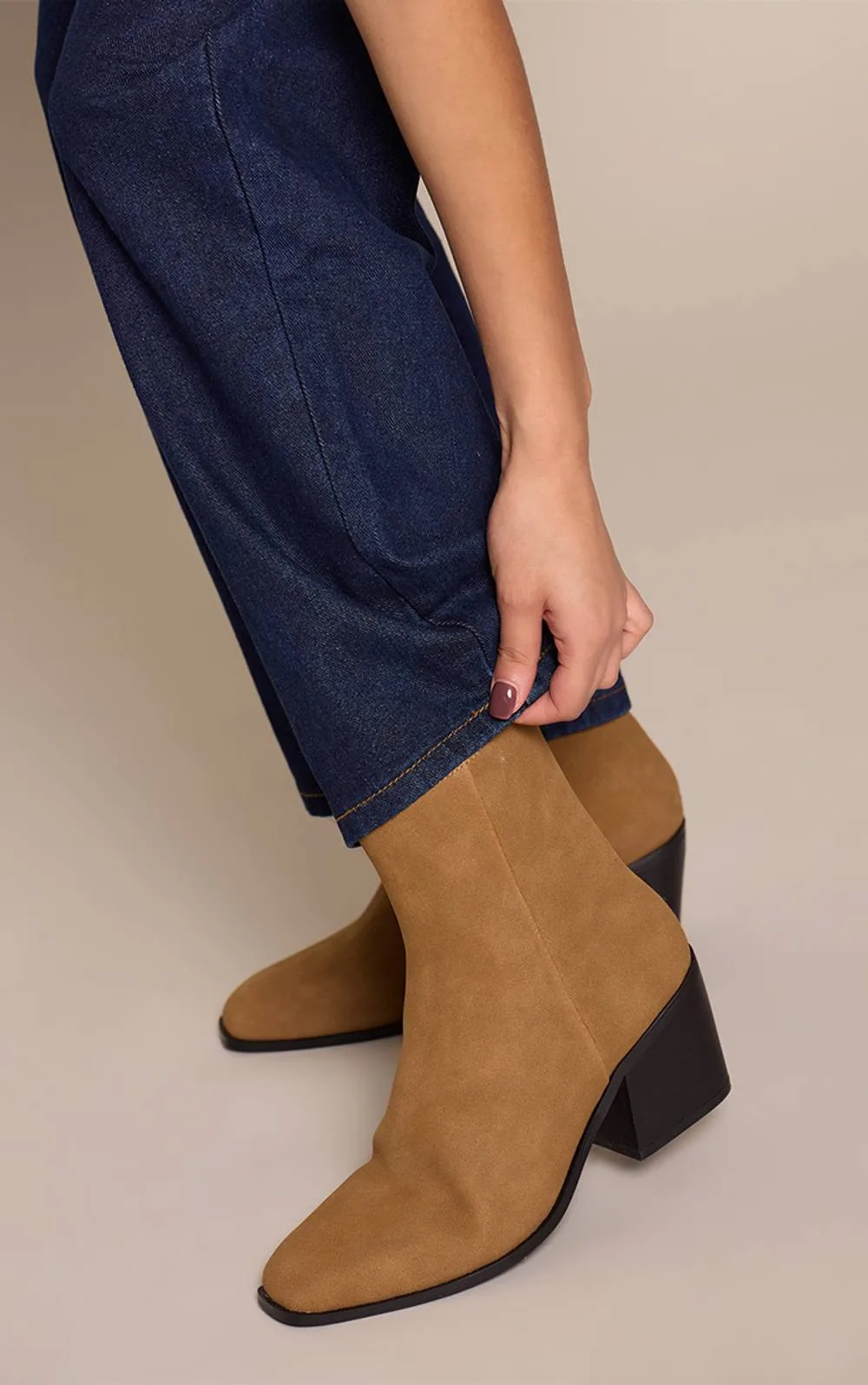 Nubuck Block Heel Knee High Boot by PrettyLittleThing