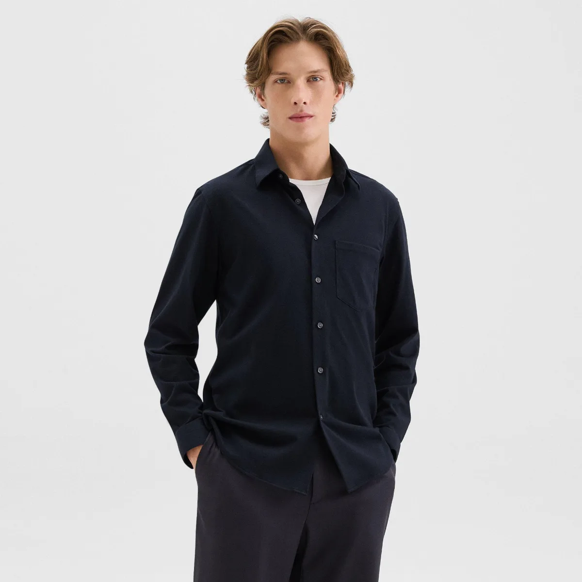 Irving Pocket Shirt in Brushed Structure Knit by Theory