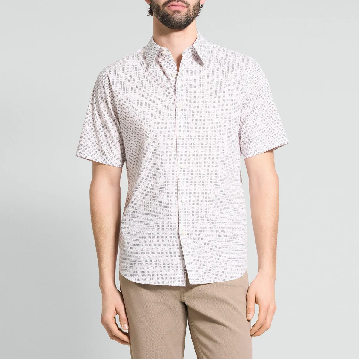 Irving Short-Sleeve Shirt in Geometric Cotton by Theory