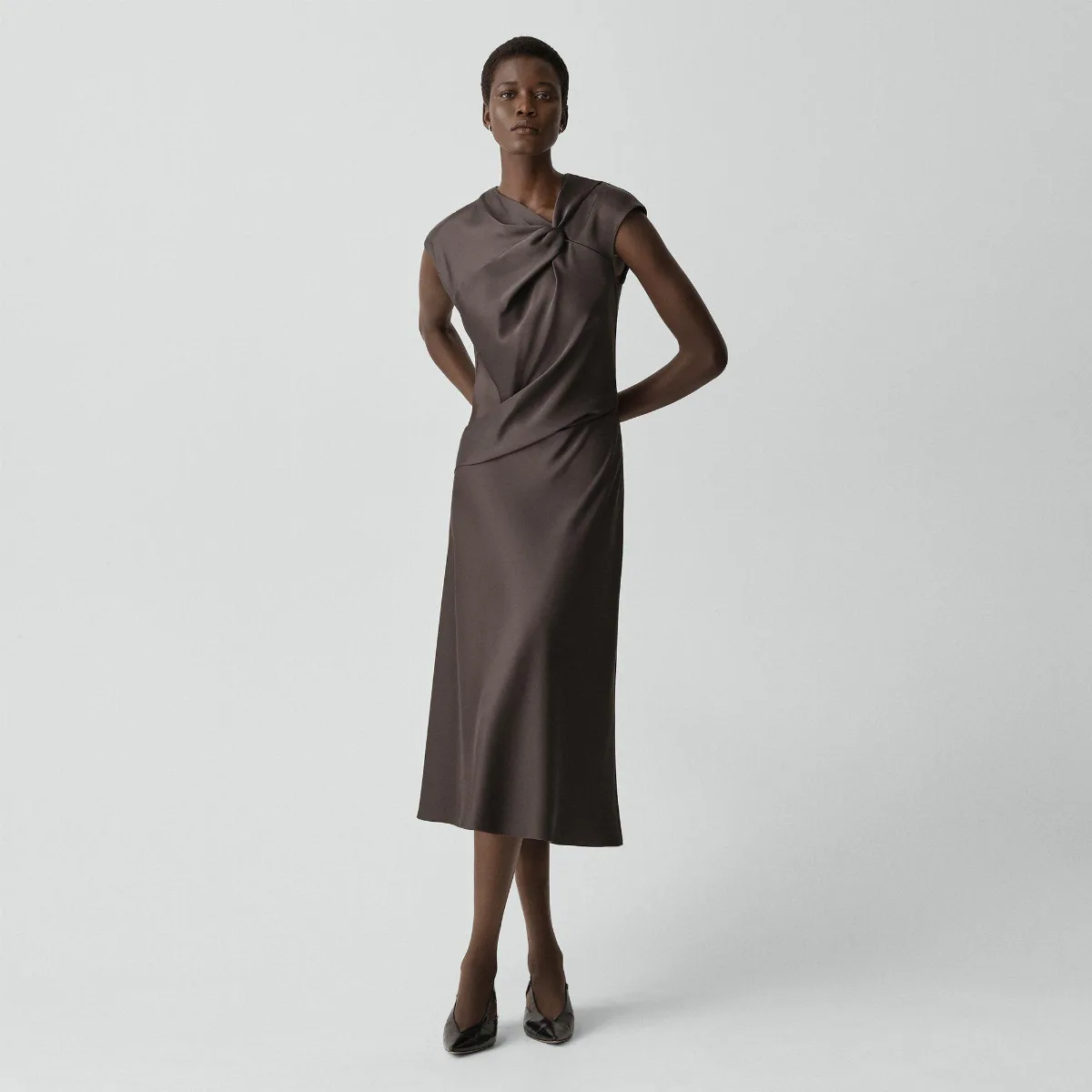 Twist Bodice Dress in Satin by Theory
