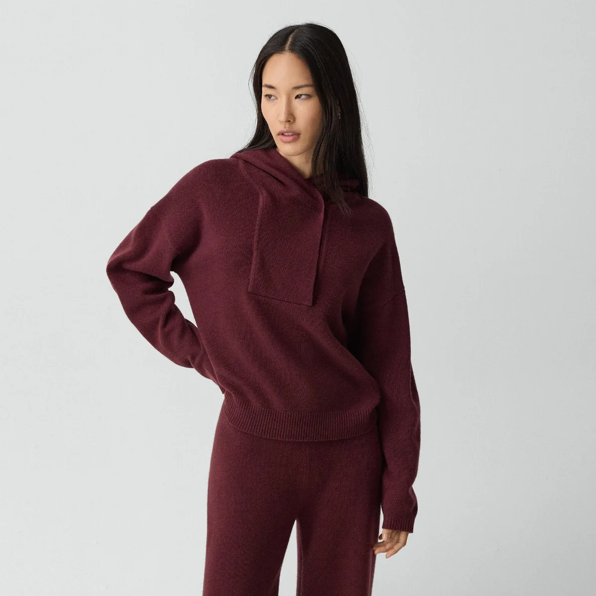 Oversized Hoodie in Felted Wool-Cashmere by Theory