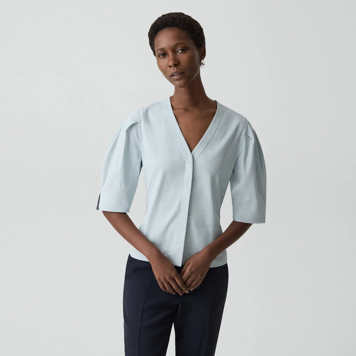 Button-Up Top in Good Linen by Theory