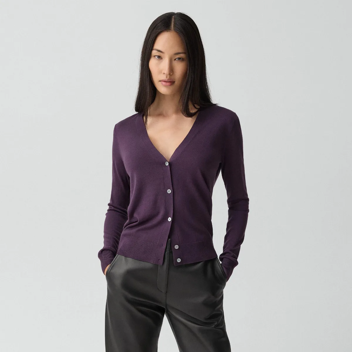 V-Neck Cardigan in Regal Wool by Theory