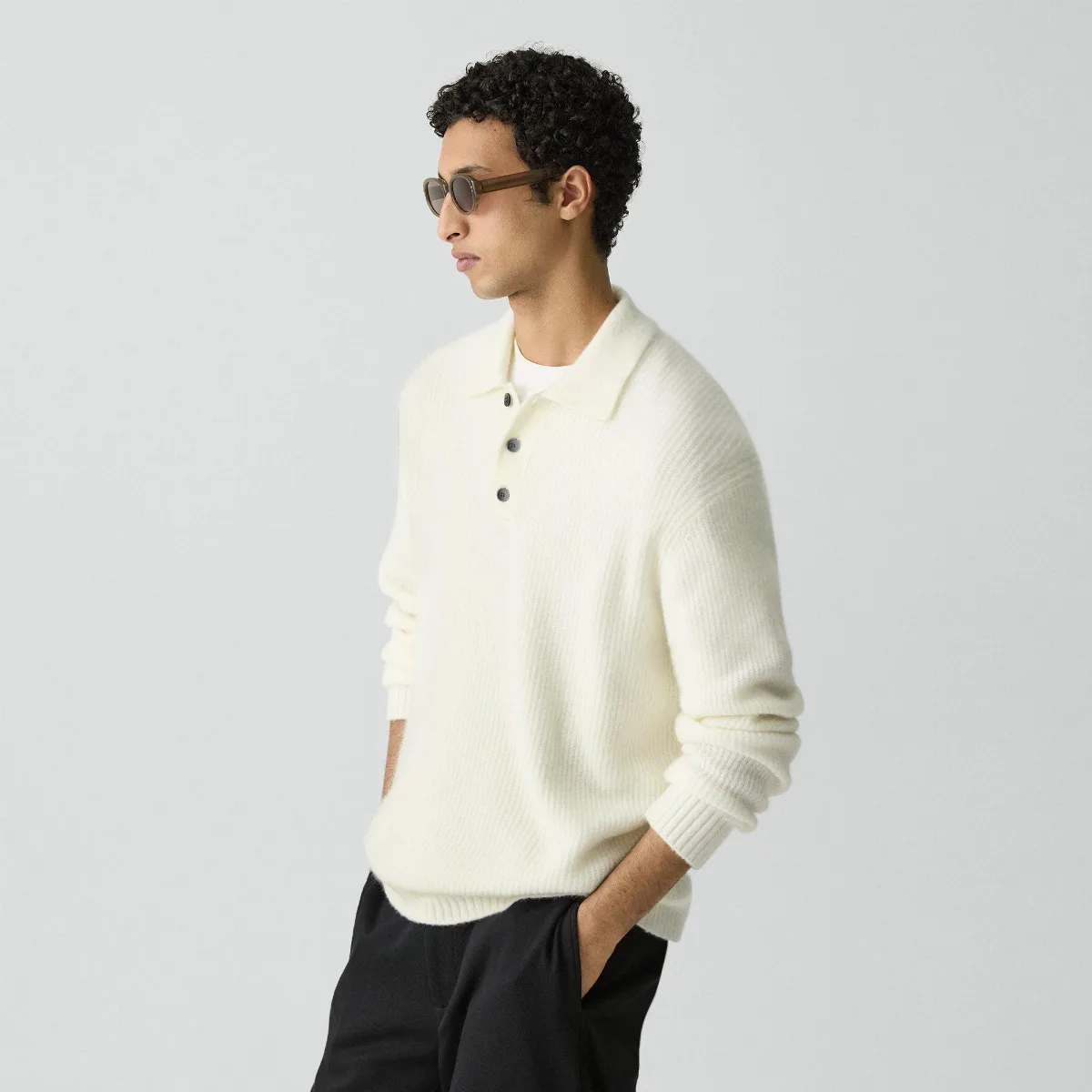 Relaxed Polo Sweater in Astor Wool by Theory