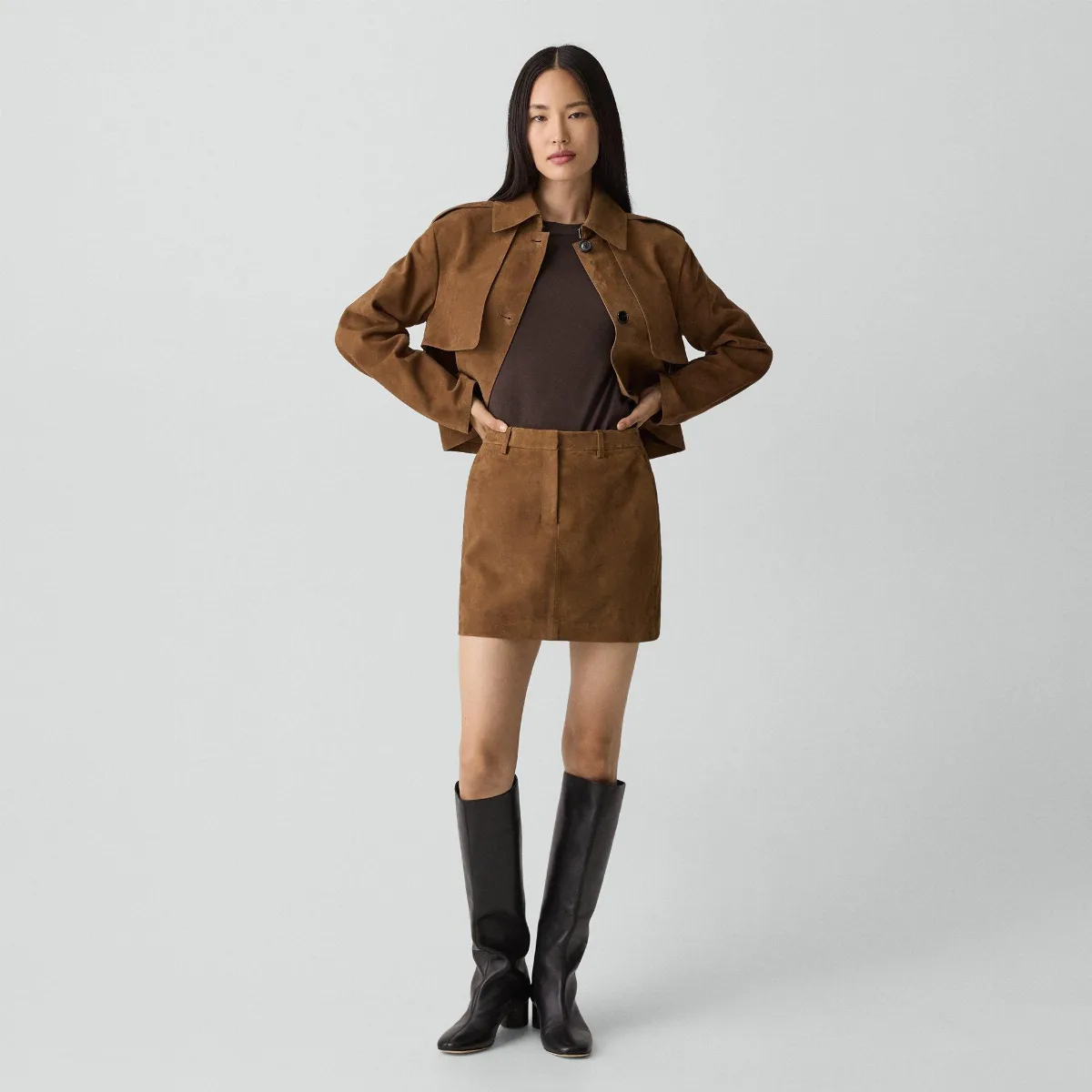 Mini Trouser Skirt in Suede by Theory