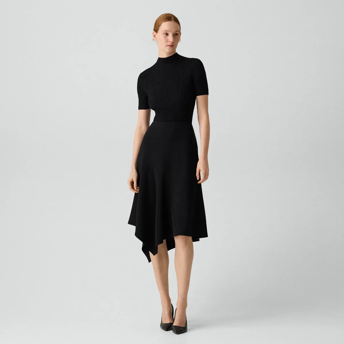 Panel Drape Skirt in Admiral Crepe by Theory