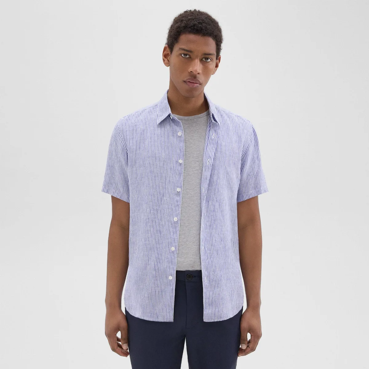 Irving Short-Sleeve Shirt in Relaxed Linen by Theory