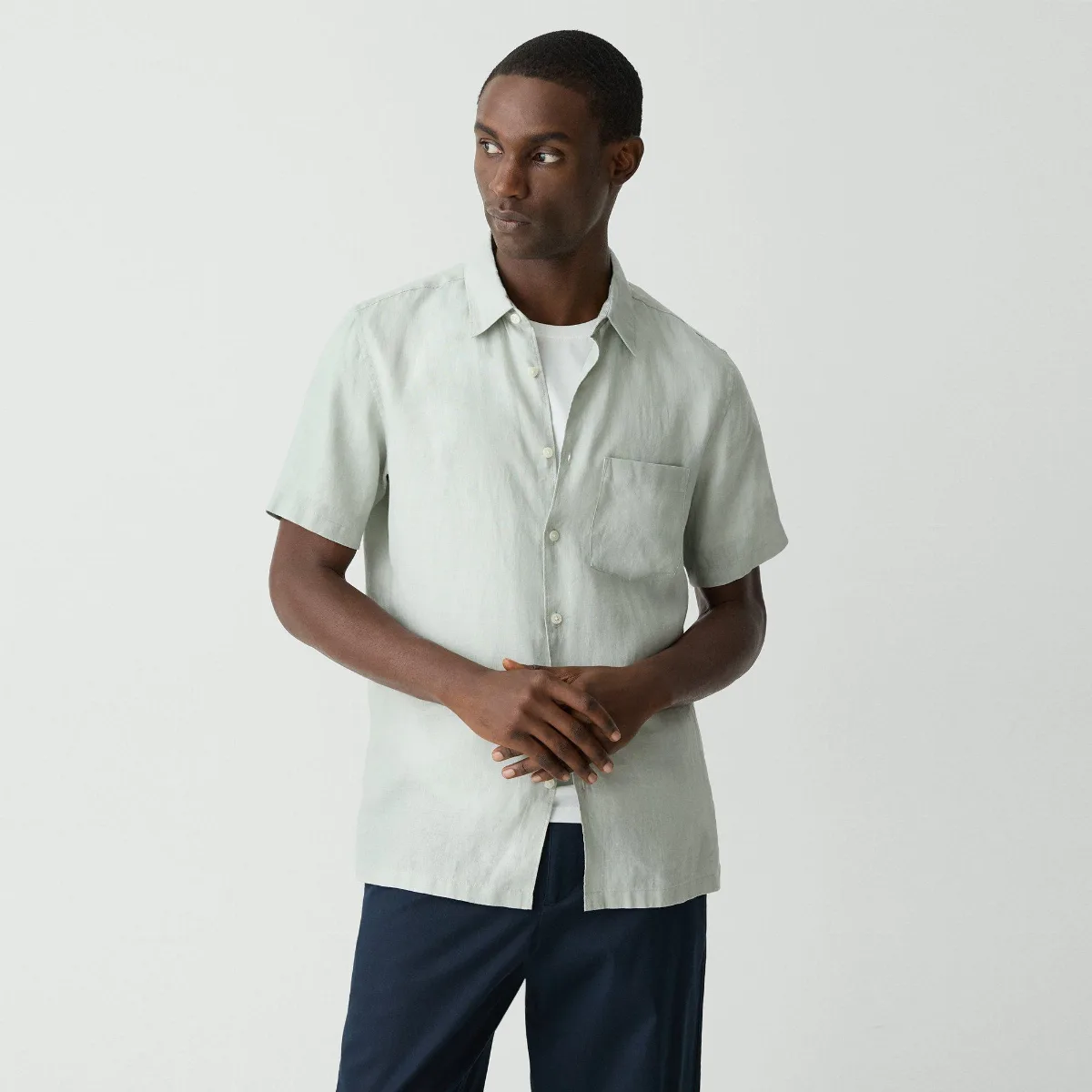 Irving Short-Sleeve Shirt in Relaxed Linen by Theory