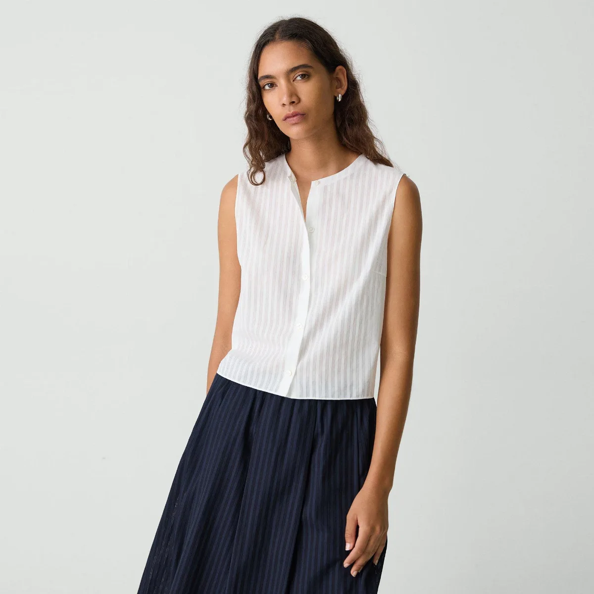 Button-Up Shell Top in Linear Cotton by Theory