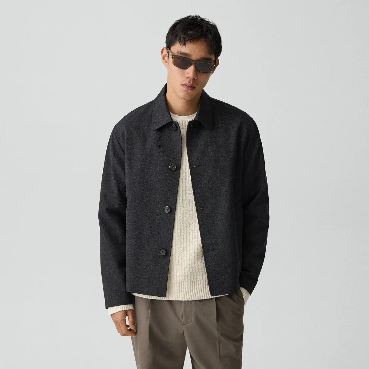 Boxy Jacket in Twill Blend by Theory