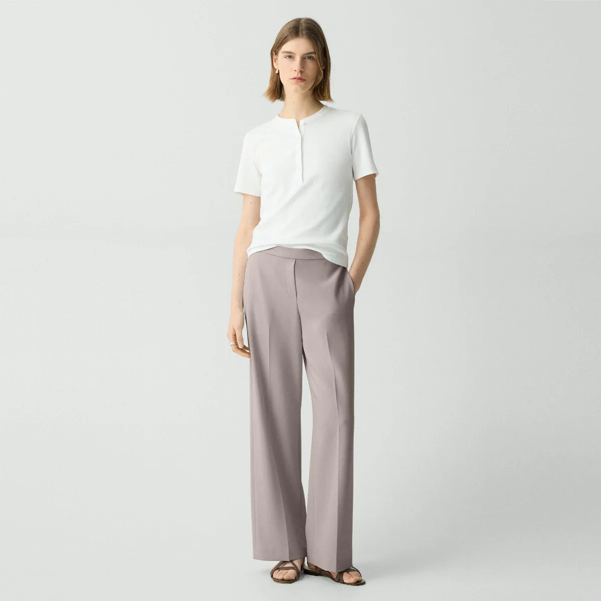 Wide-Leg Pull-On Pant in Admiral Crepe by Theory