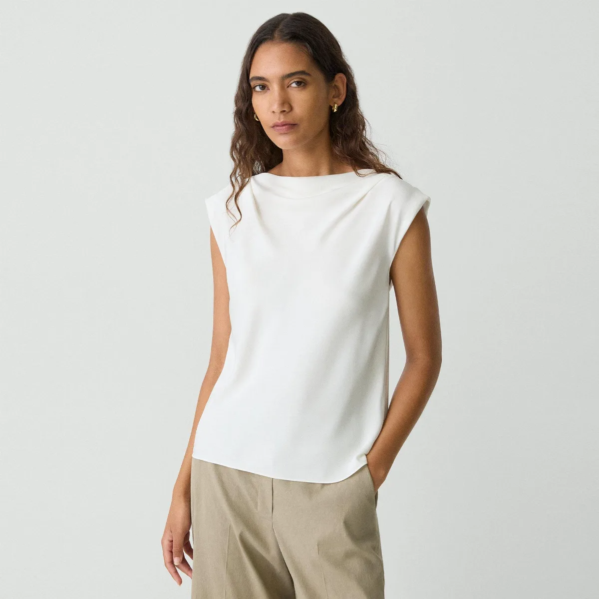 Cowl Neck Top in Silk Georgette