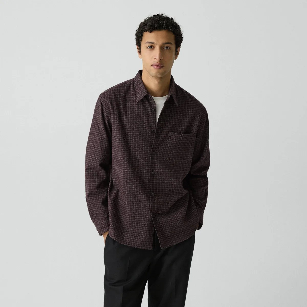 Weekend Shirt in Cotton Check by Theory
