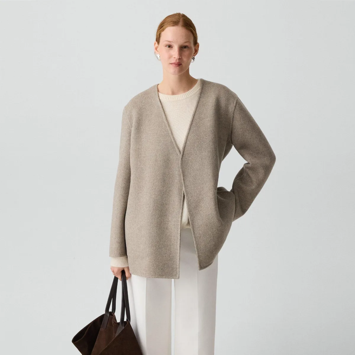 Reversible Cardigan Jacket in Double-Face Wool Twill by Theory