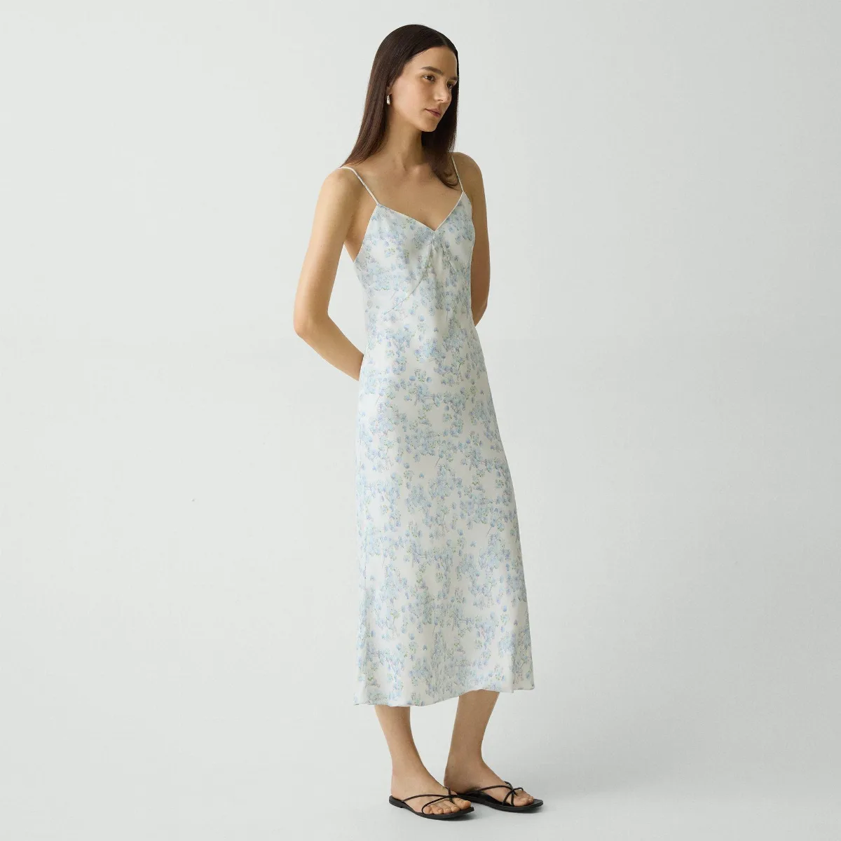 Slip Dress in Floral Satin Georgette by Theory