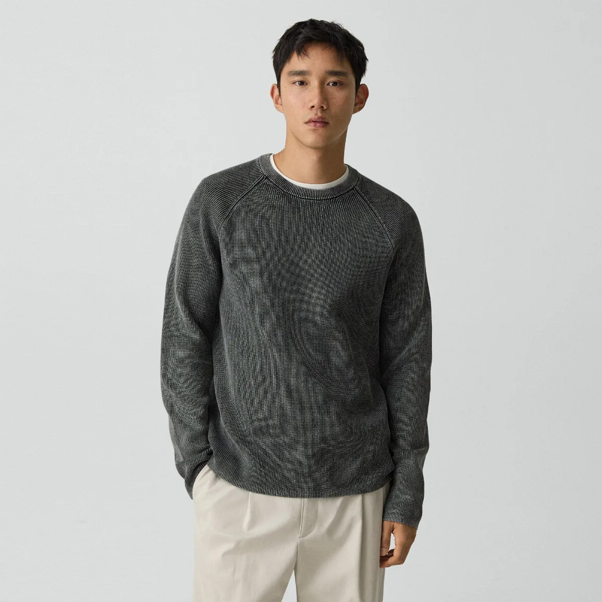 Washed Crewneck Sweater in Cotton by Theory