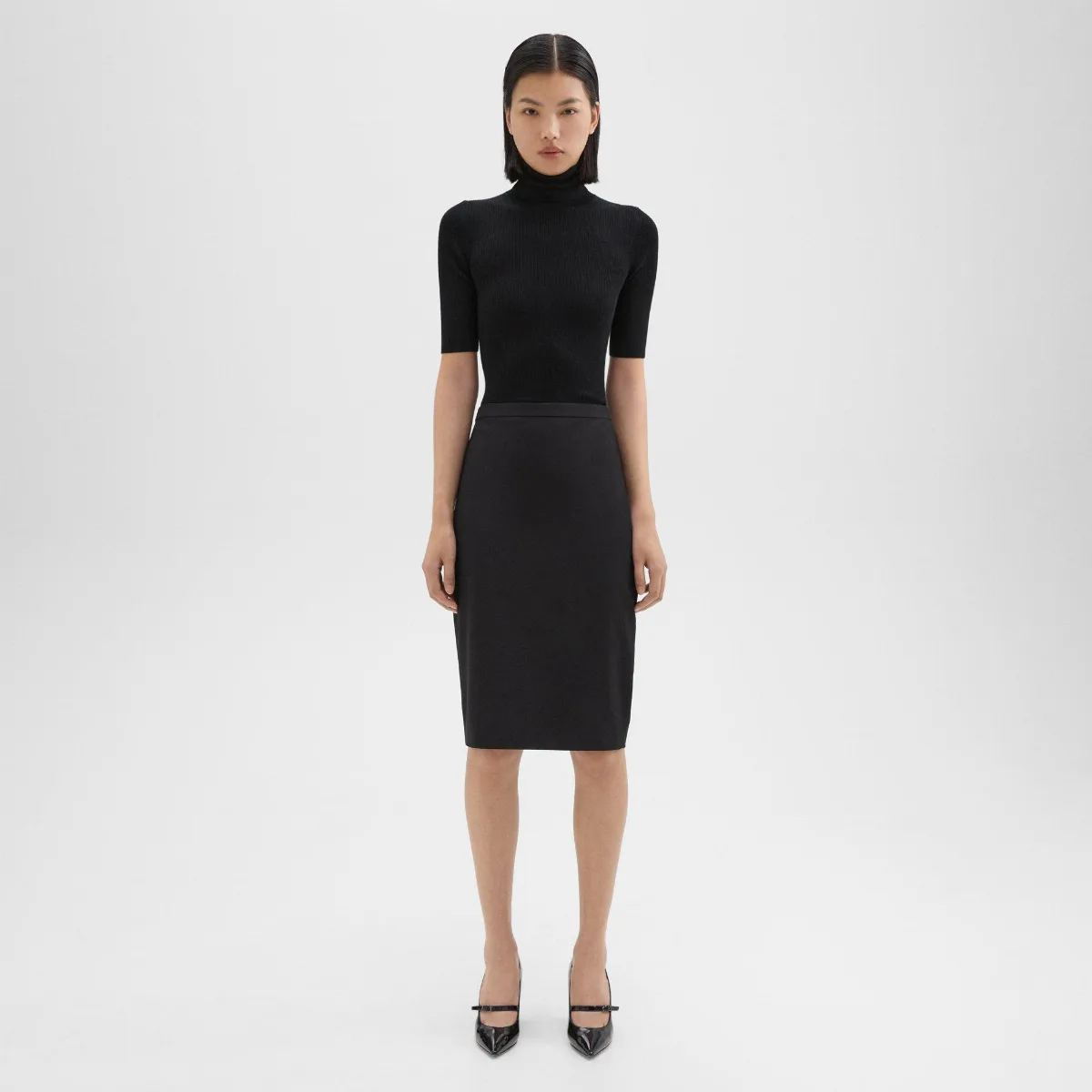 Slim Pencil Skirt in Stretch Wool by Theory