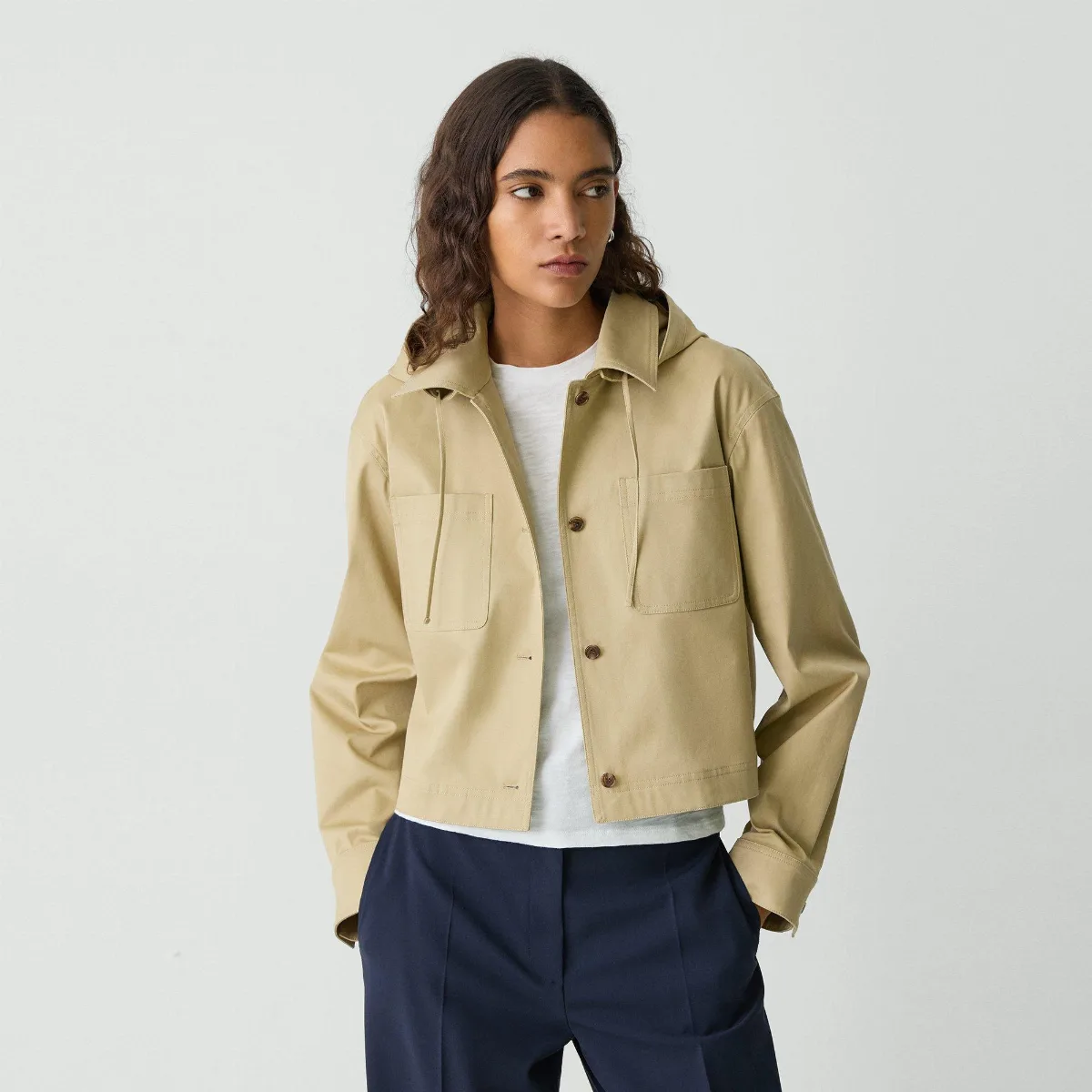 Hooded Jacket in Cotton Chino by Theory