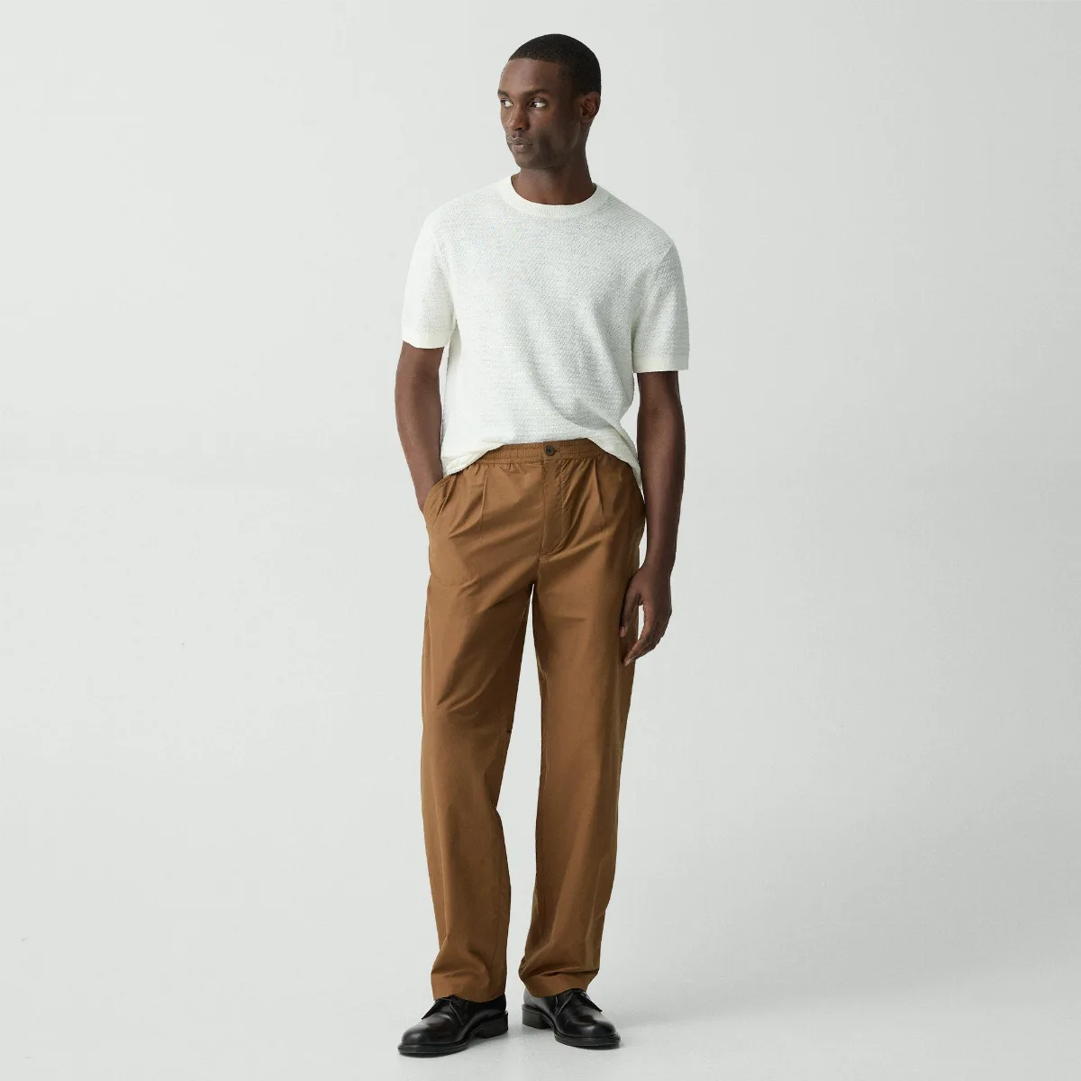 Pleated Drawstring Pant in Cotton-Blend by Theory