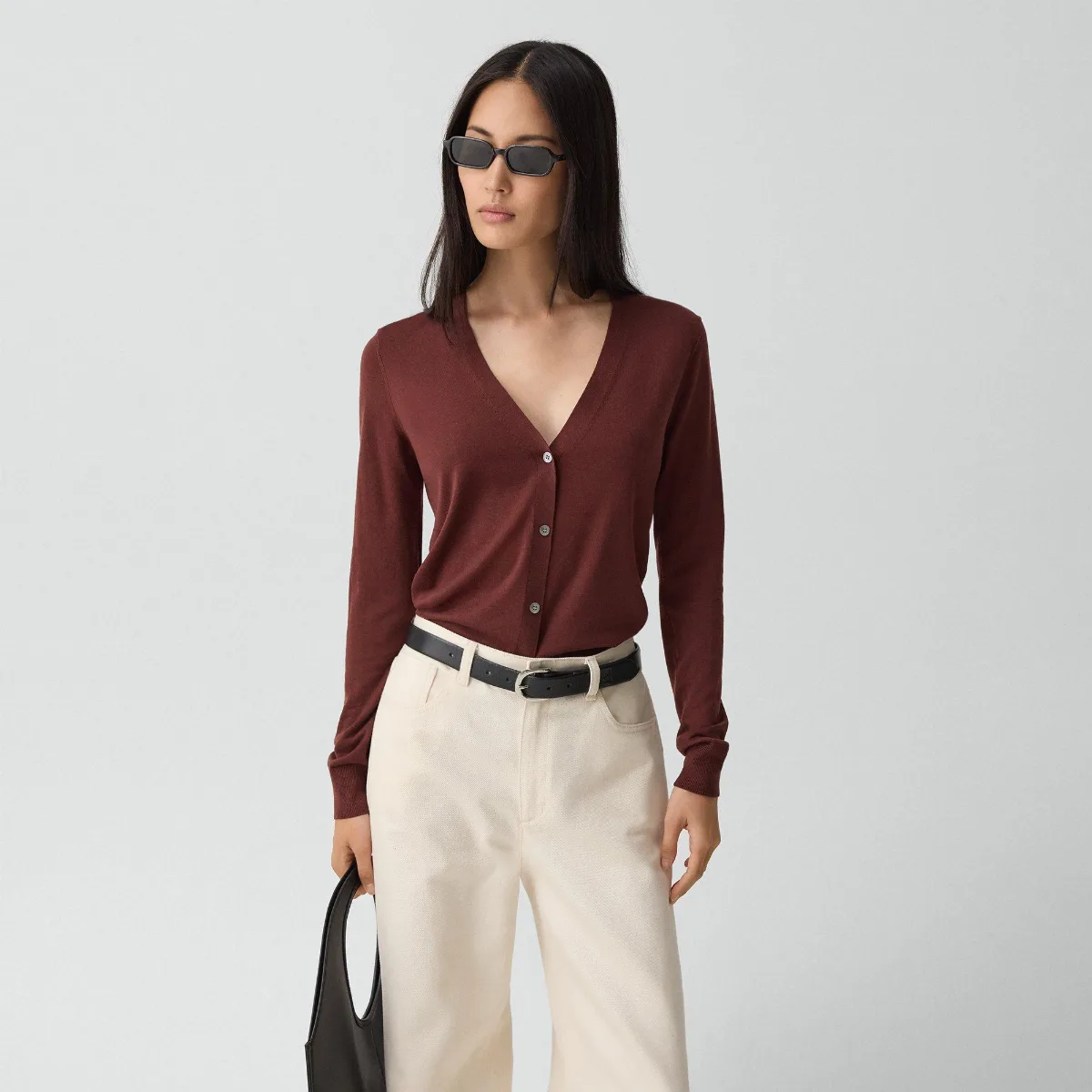 V-Neck Cardigan in Regal Wool by Theory