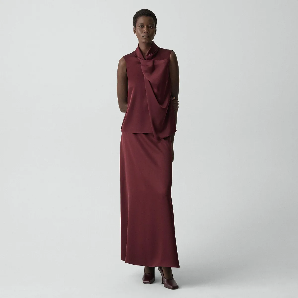 A-Line Maxi Skirt in Satin by Theory