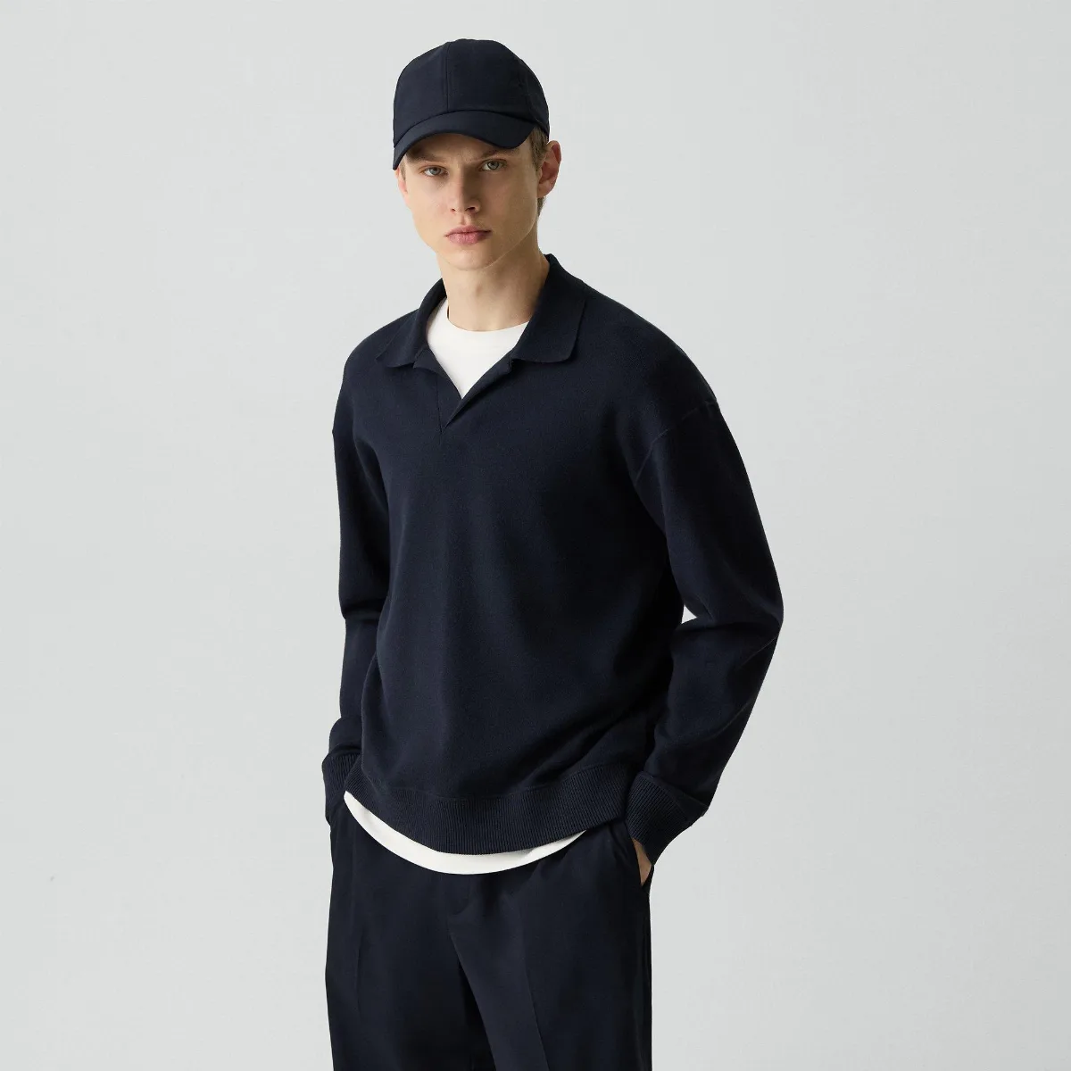 Open Collar Sweater in Light Bilen by Theory
