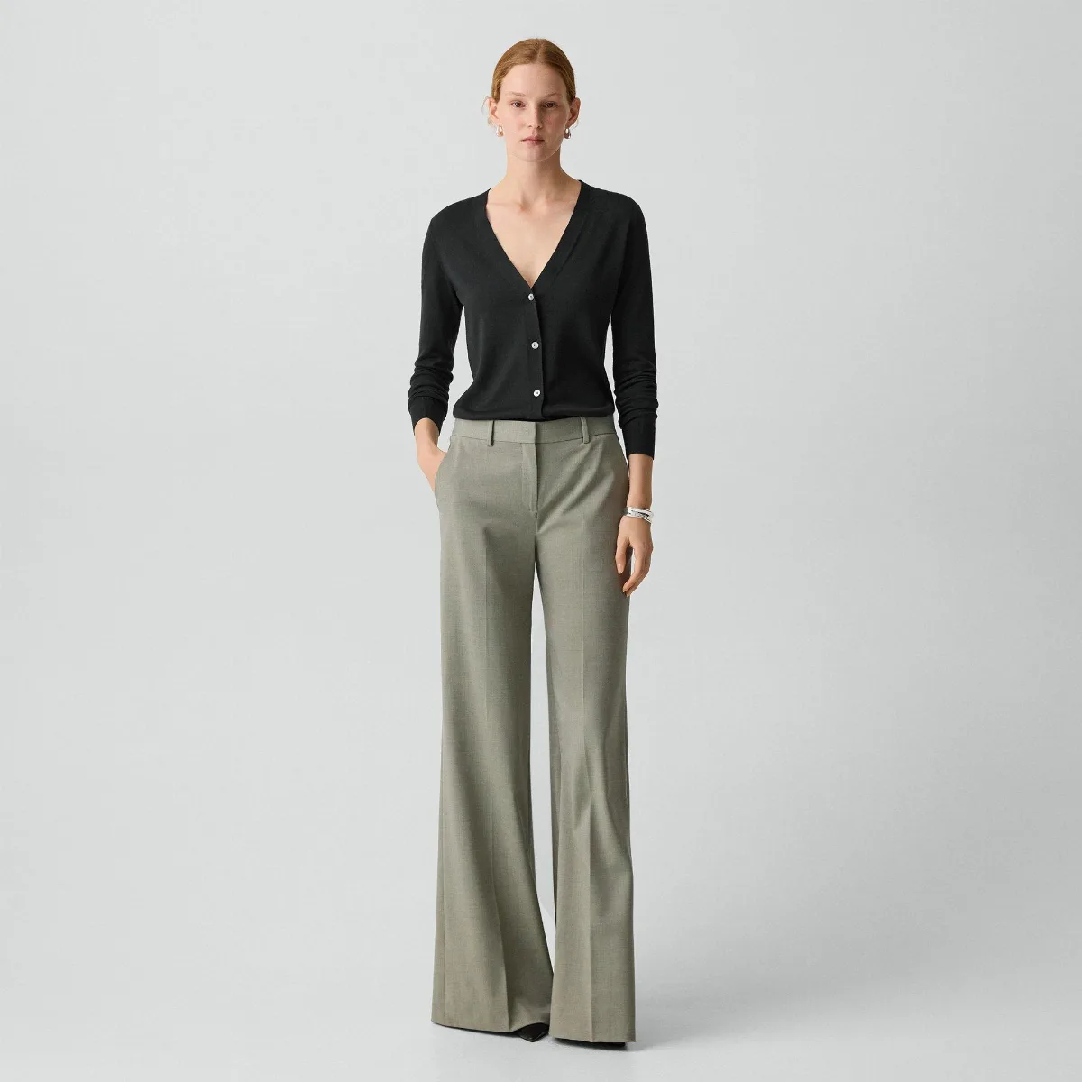 Fluid Flare Pant, 30 in Wool Gabardine