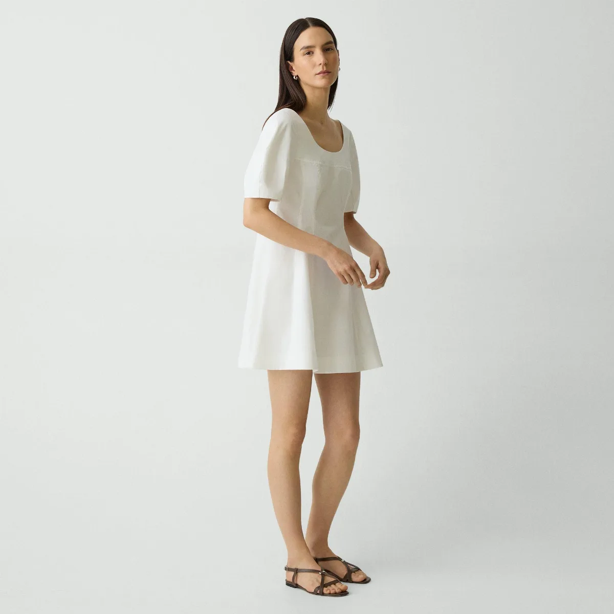 Puff Sleeve Mini Dress in City Poplin by Theory