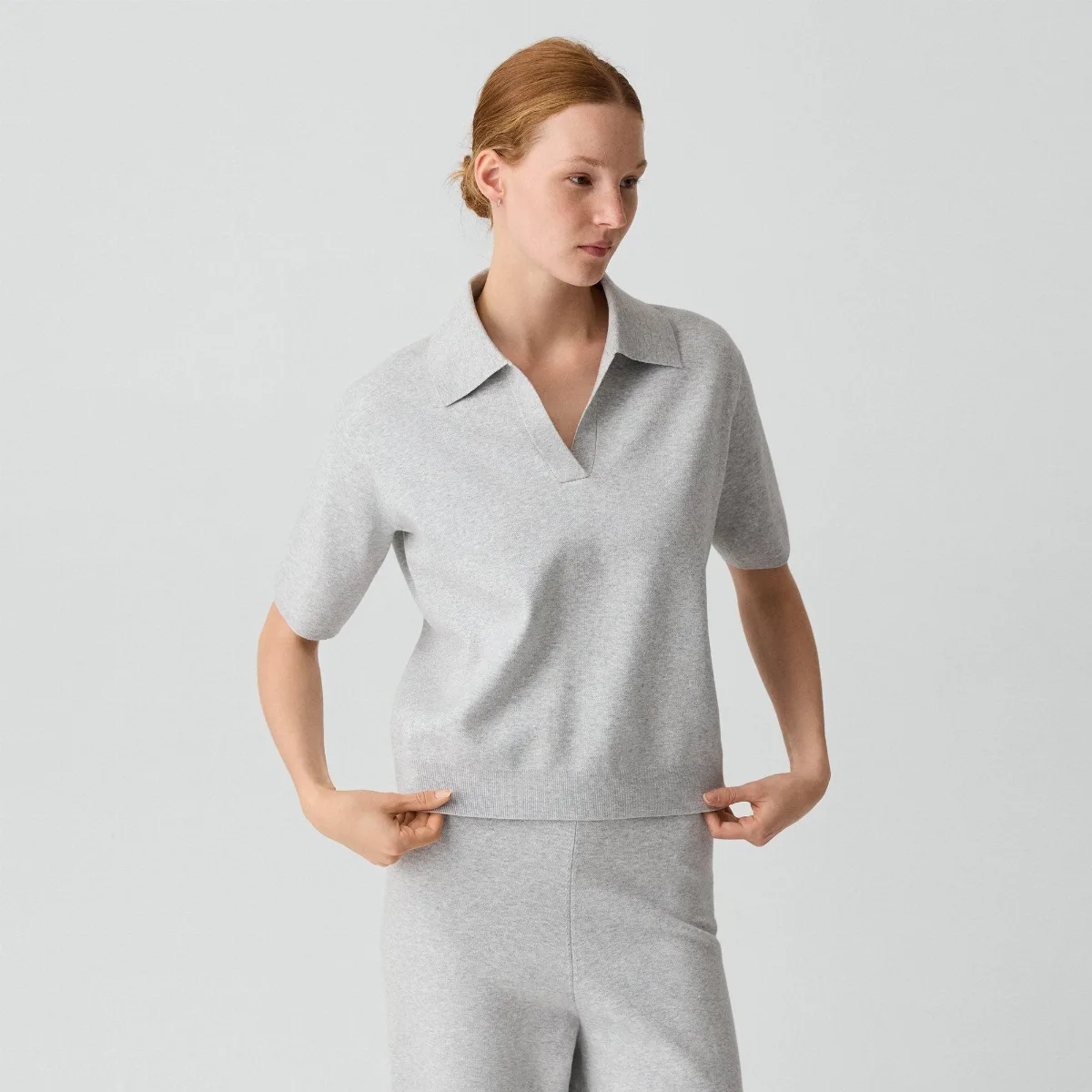Oversized Polo Shirt in Light Bilen by Theory