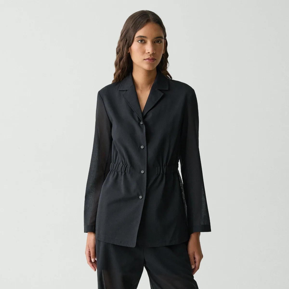 Cinch Waist Jacket in Airy Shirting by Theory