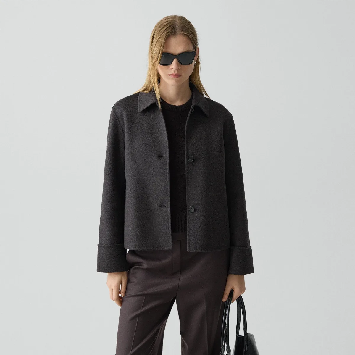 Boxy Cuff Jacket in Double-Face Wool-Cashmere by Theory