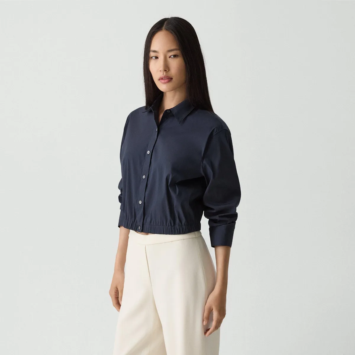 Cropped Shirt in Good Cotton by Theory